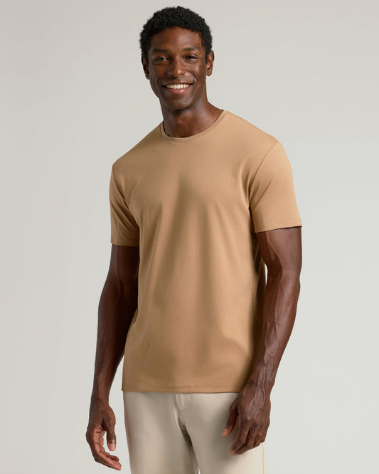 Tahini Pima Crew Neck