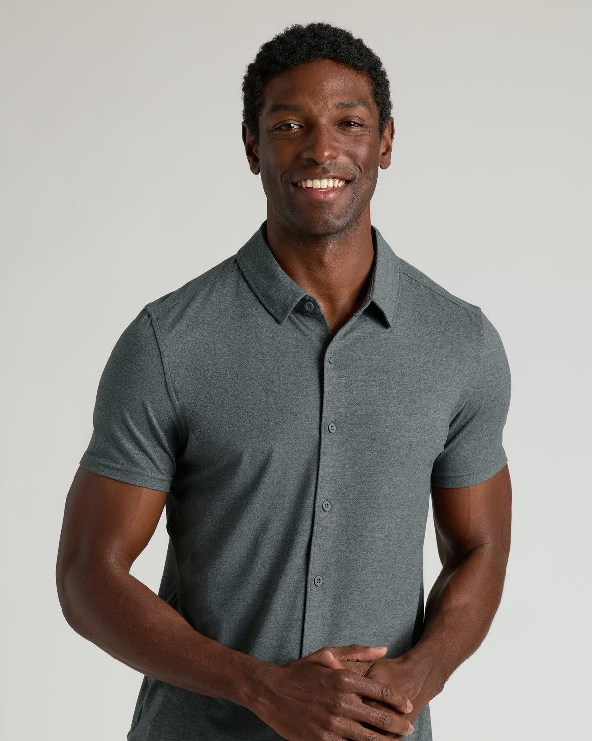Charcoal Heather Gray Short Sleeve Comfort Knit Shirt