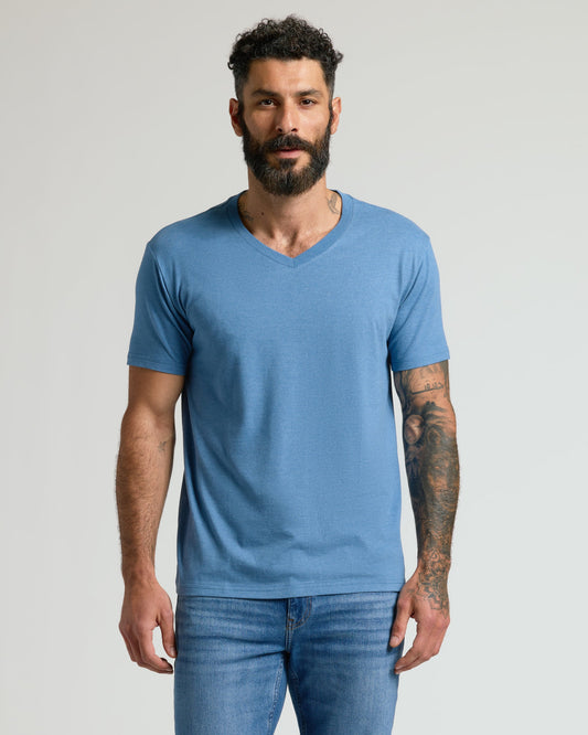 Dark Heather Blue Lake V-Neck Tee