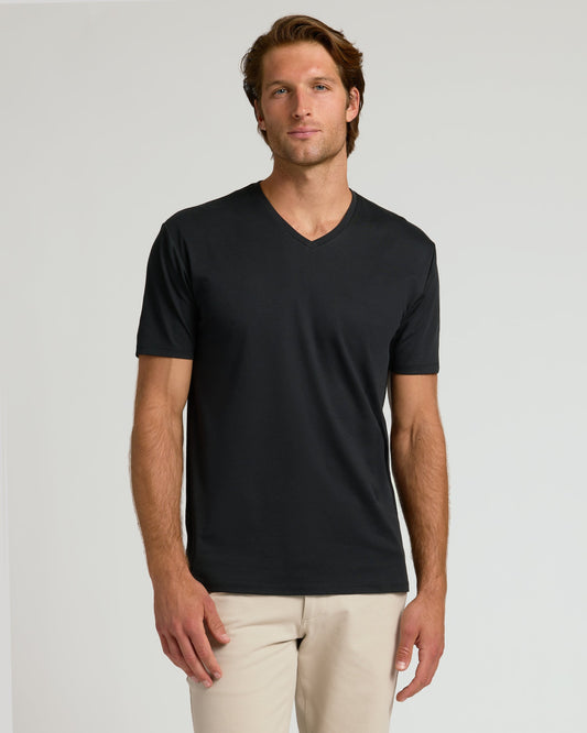 Black Pima V-Neck
