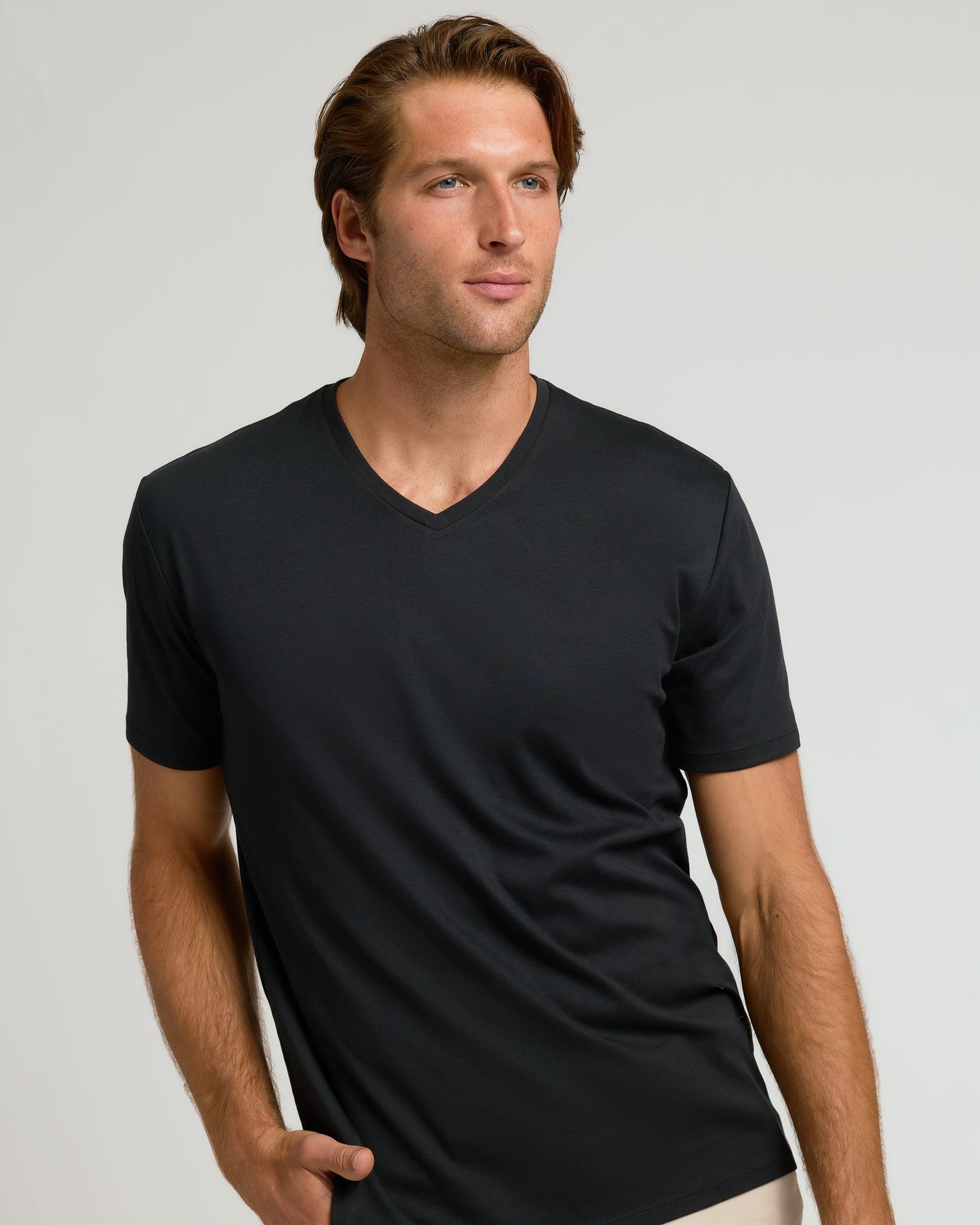 Black Pima V-Neck