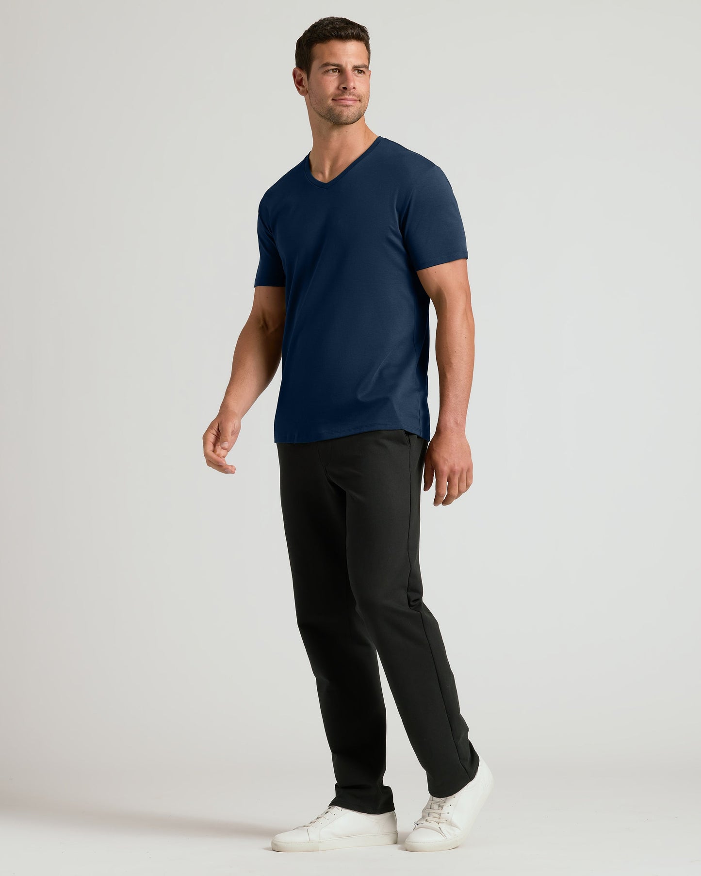 Navy Pima V-Neck