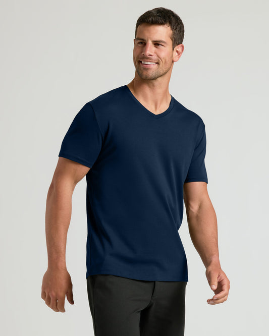 Navy Pima V-Neck