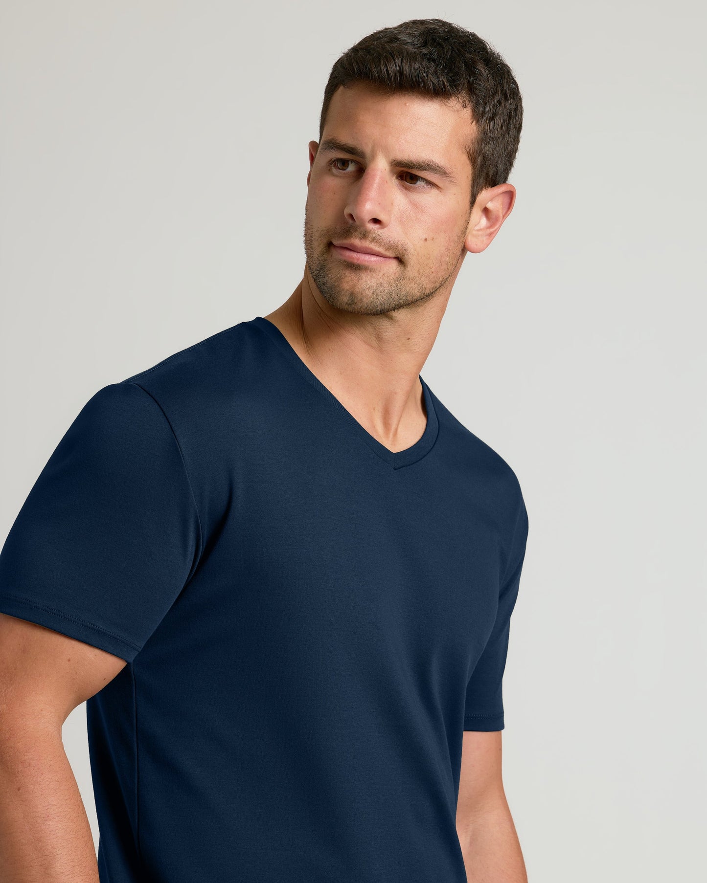 Navy Pima V-Neck