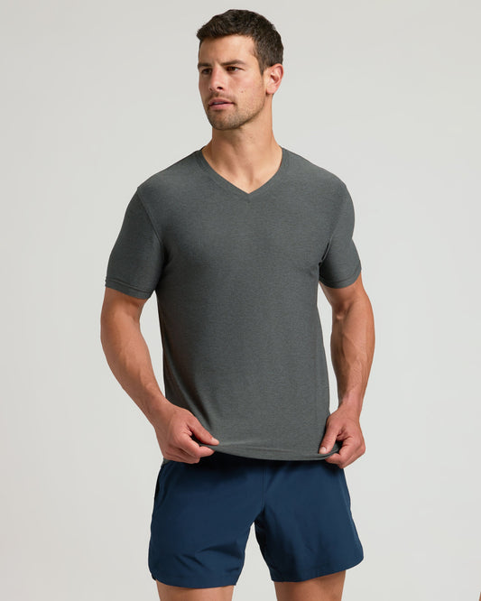 Charcoal Heather Gray Active V-Neck