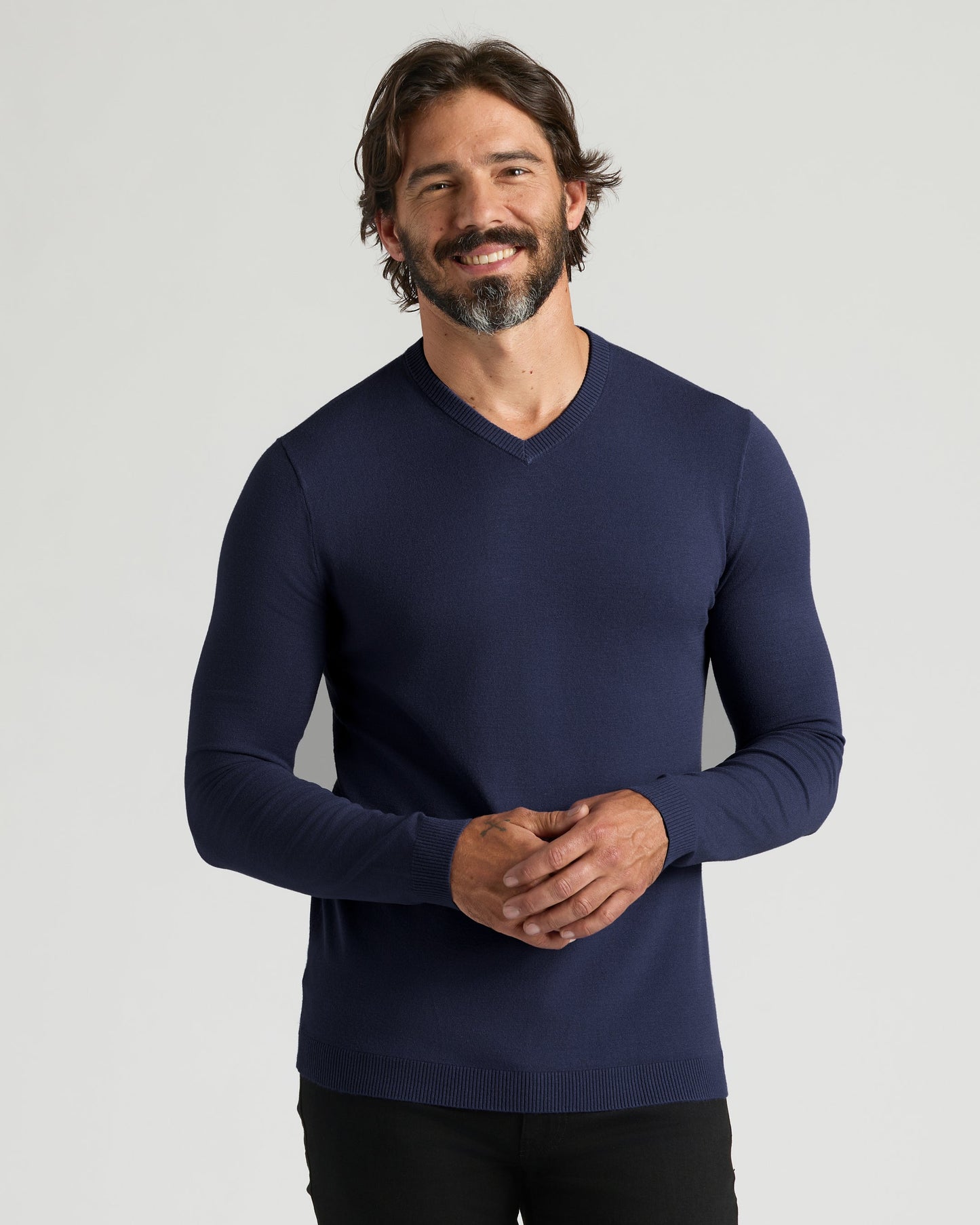 Navy Dressy V-Neck Sweater