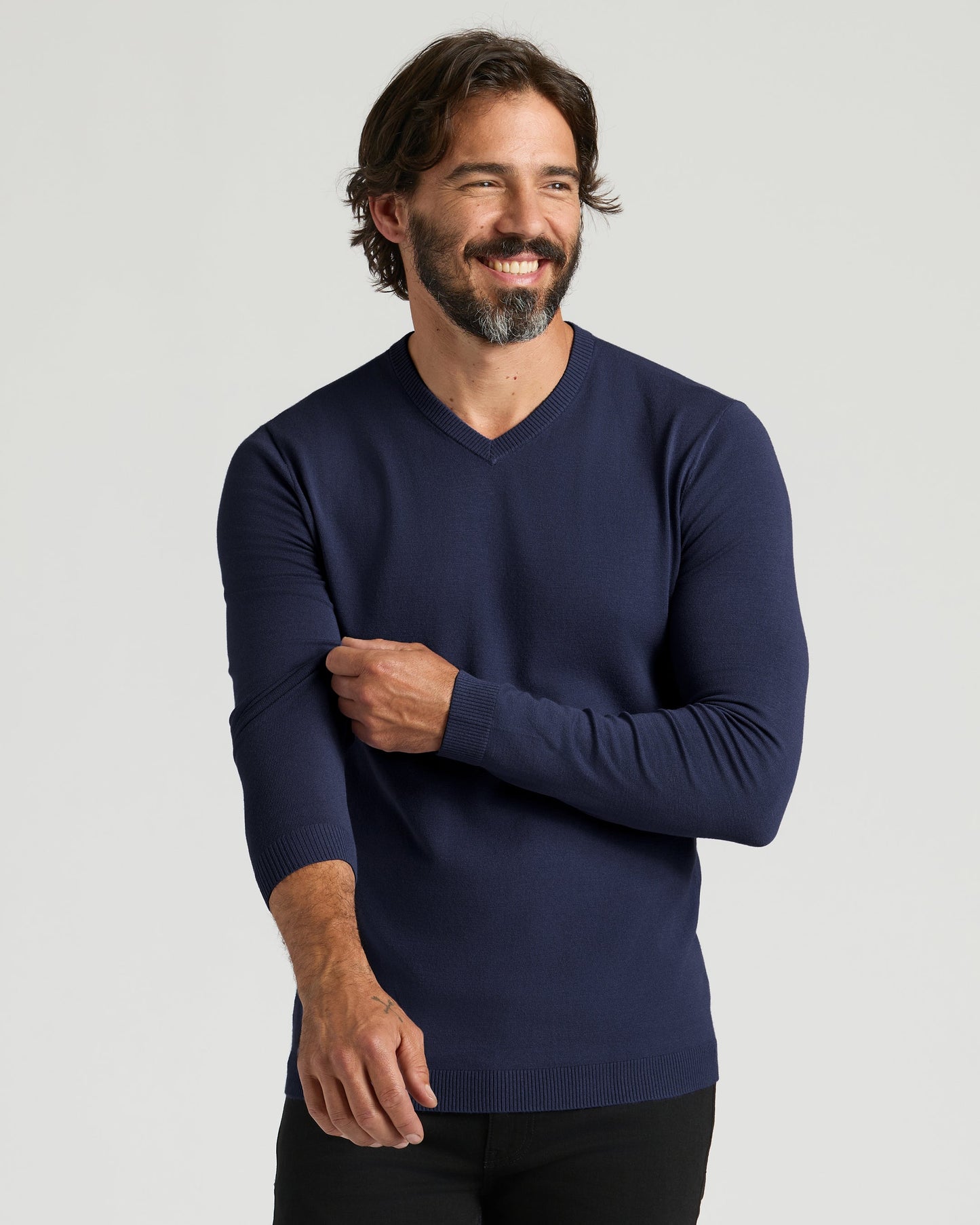 Navy Dressy V-Neck Sweater