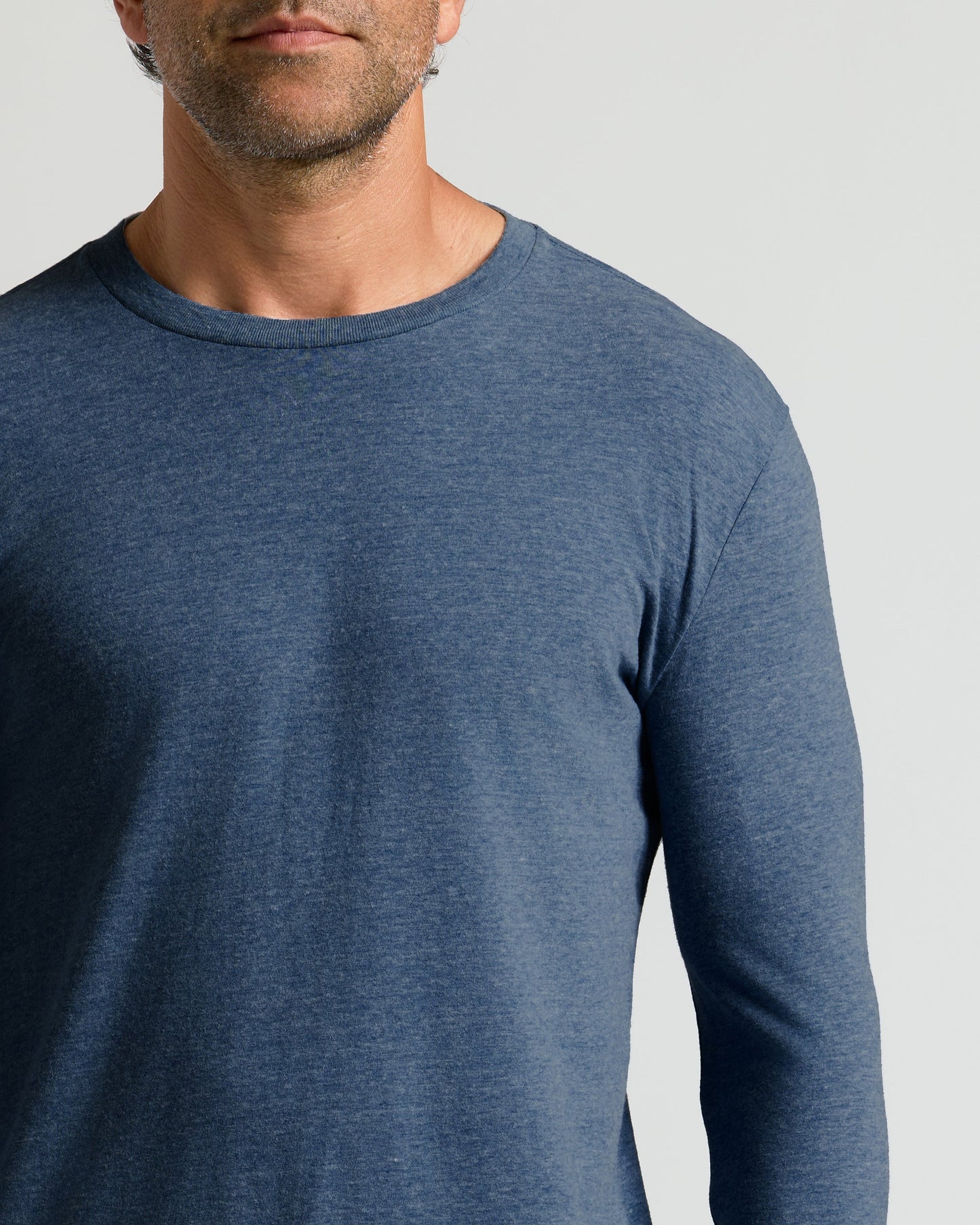 Heather Navy Classic Long Sleeve Crew Neck