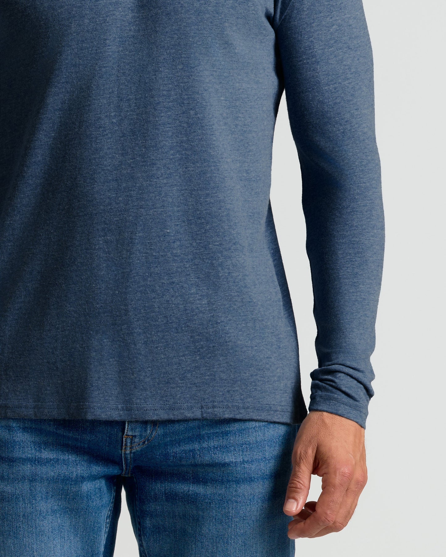 Heather Navy Classic Long Sleeve Crew Neck
