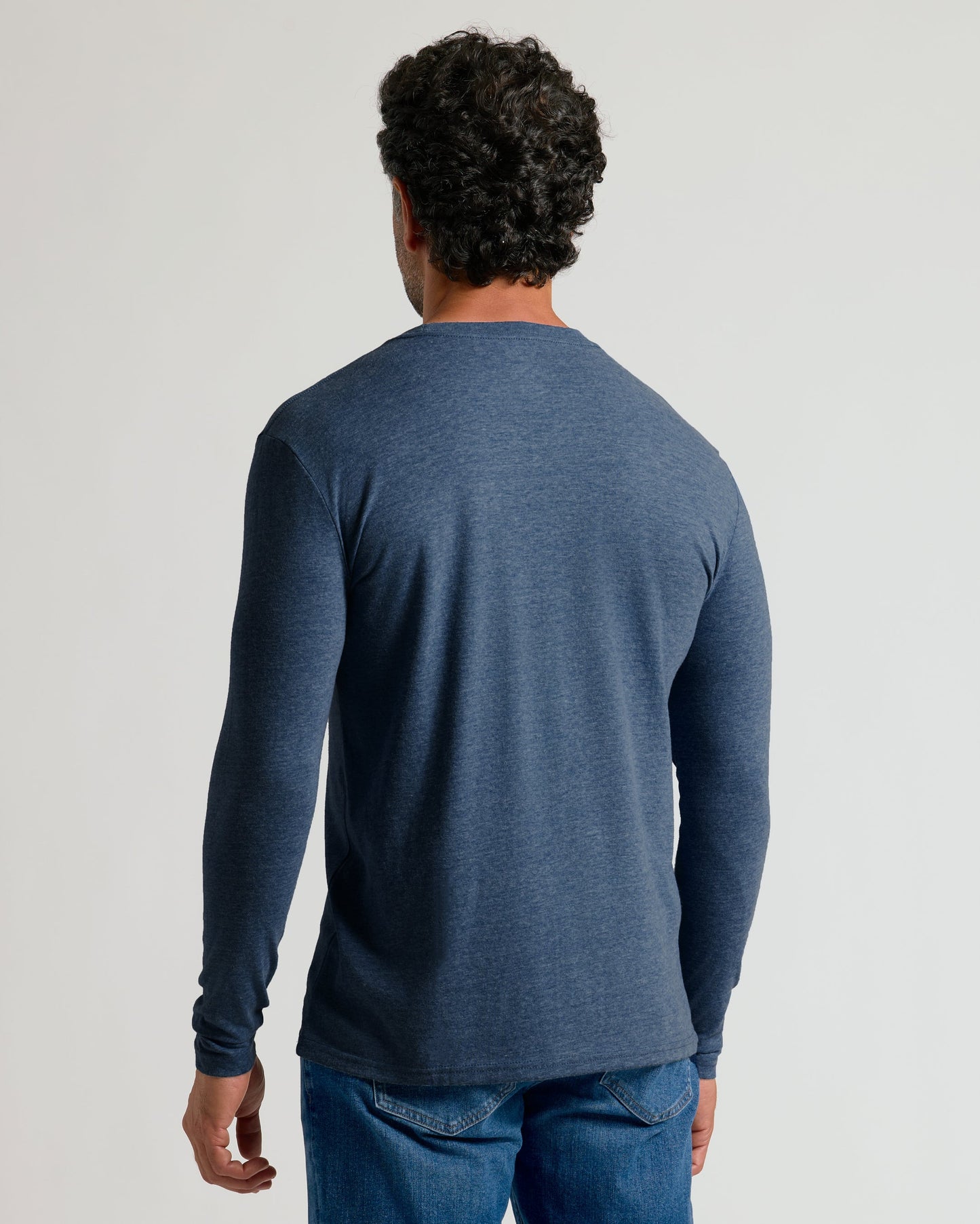 Heather Navy Classic Long Sleeve Crew Neck