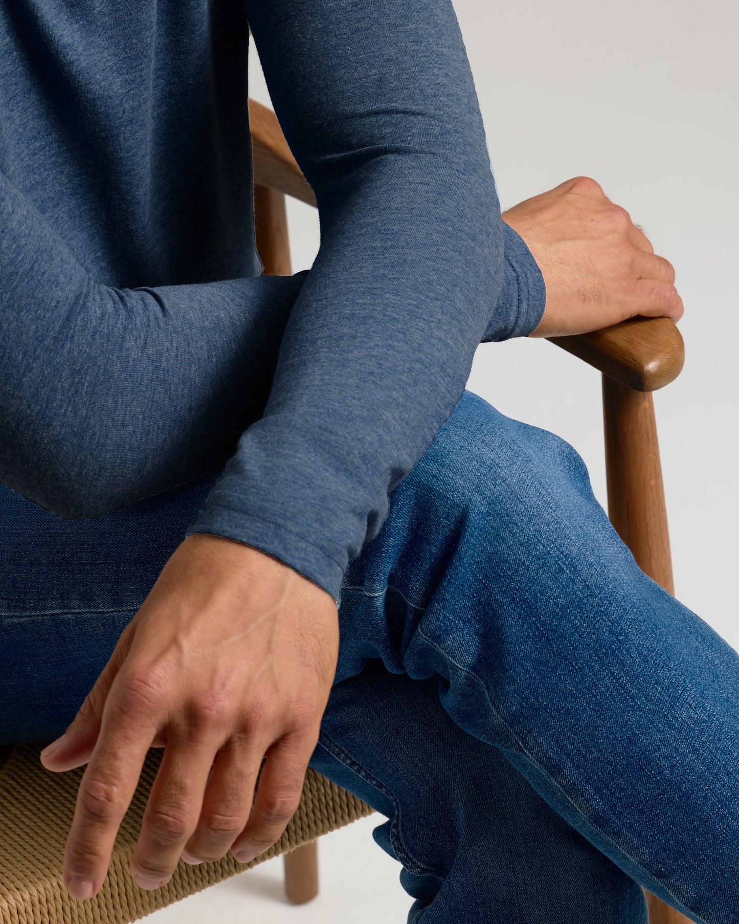 Heather Navy Classic Long Sleeve Crew Neck