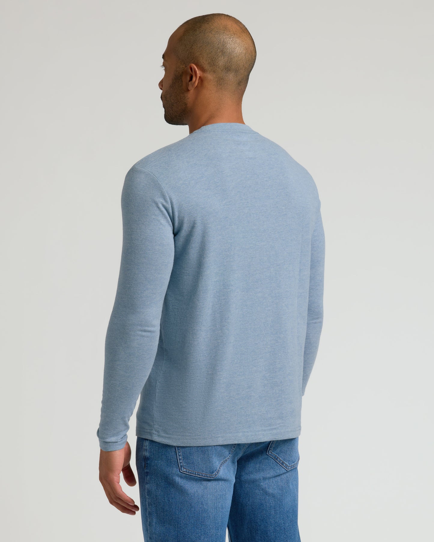 Heather Indigo Classic Long Sleeve Crew Neck