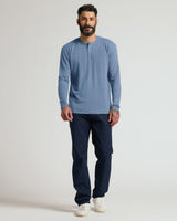 Dark Heather Vintage Navy Classic Long Sleeve Henley