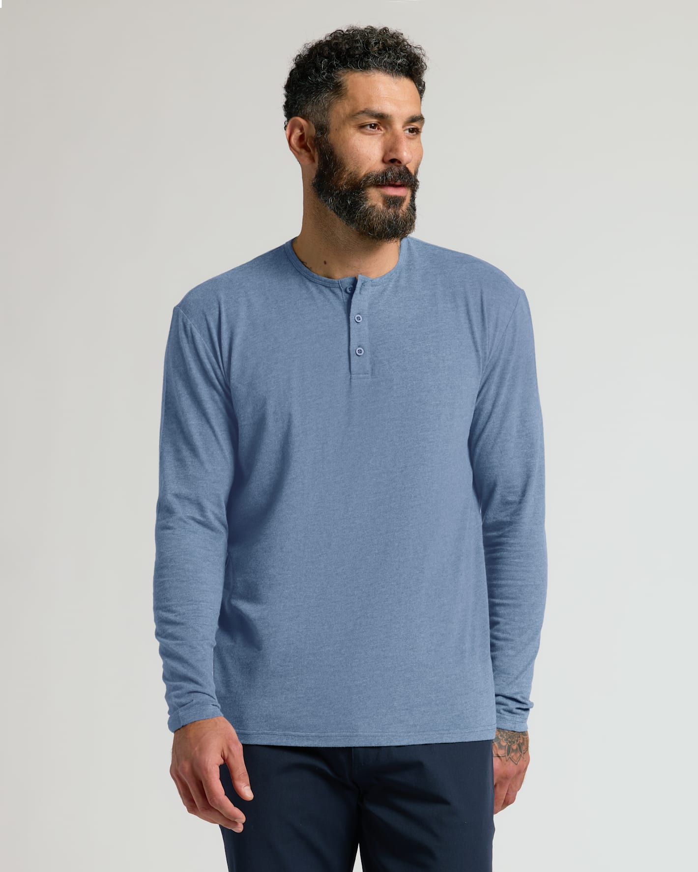 Dark Heather Vintage Navy Classic Long Sleeve Henley