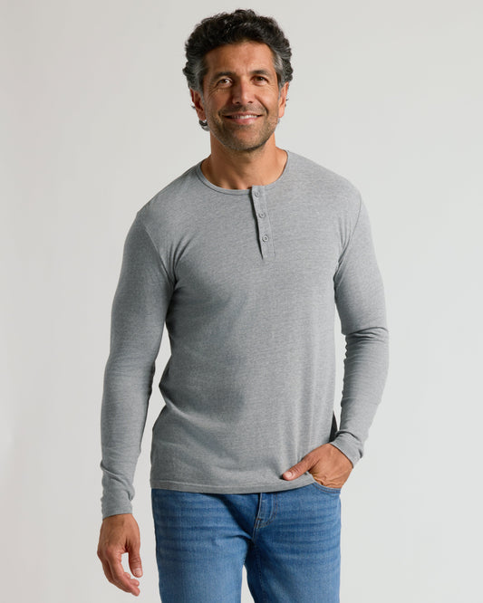 Heather Gray Classic Long Sleeve Henley