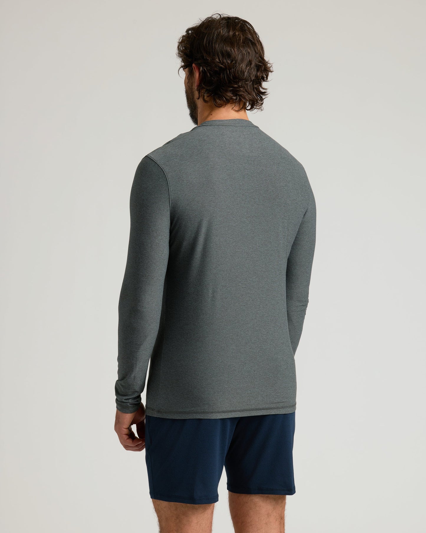 Charcoal Heather Gray Active Long Sleeve Crew T-Shirt