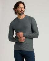 Charcoal Heather Gray Active Long Sleeve Crew T-Shirt