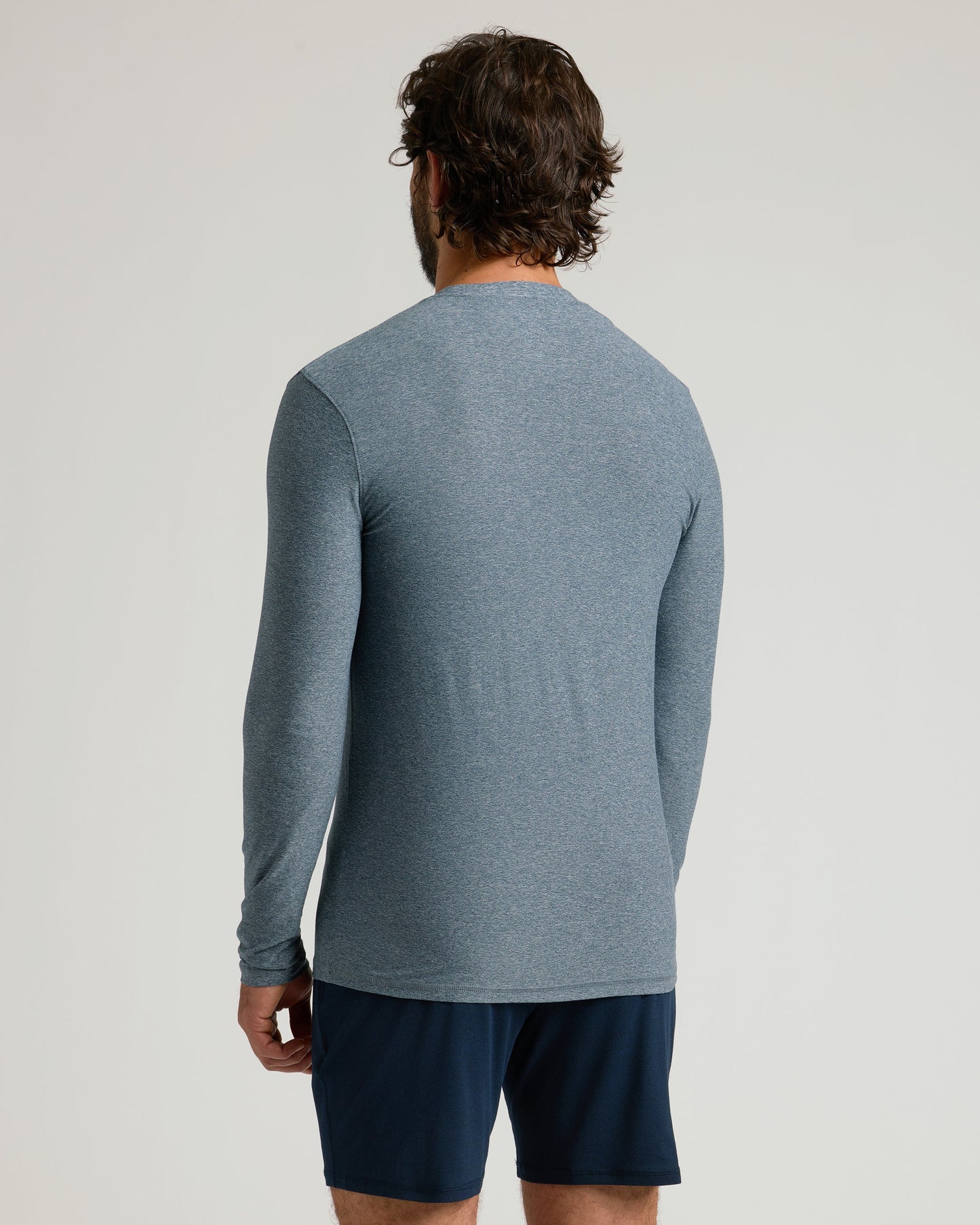 Heather Navy Active Long Sleeve Crew T-Shirt