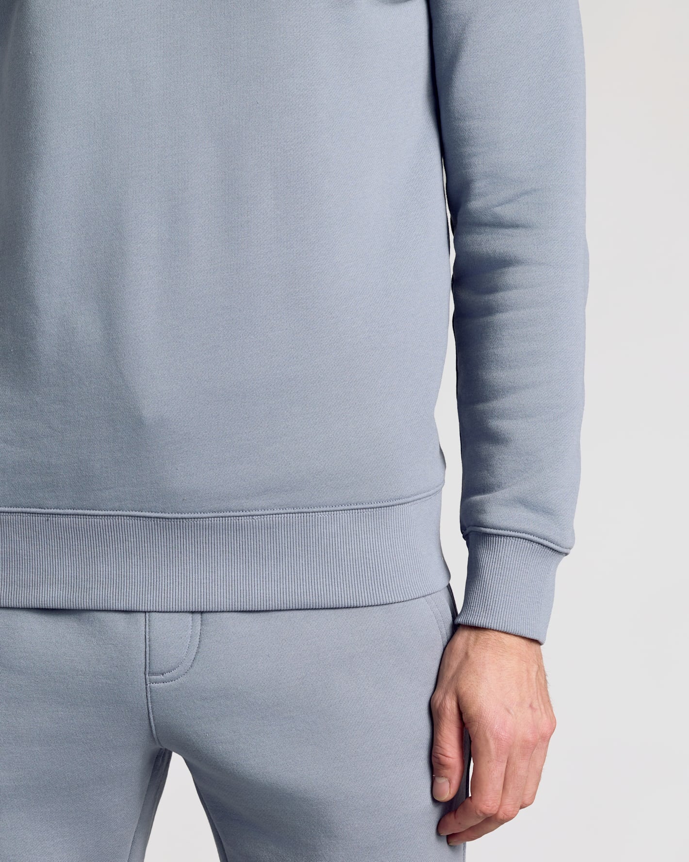 Dusty Blue Fleece French Terry Pullover Crew Neck
