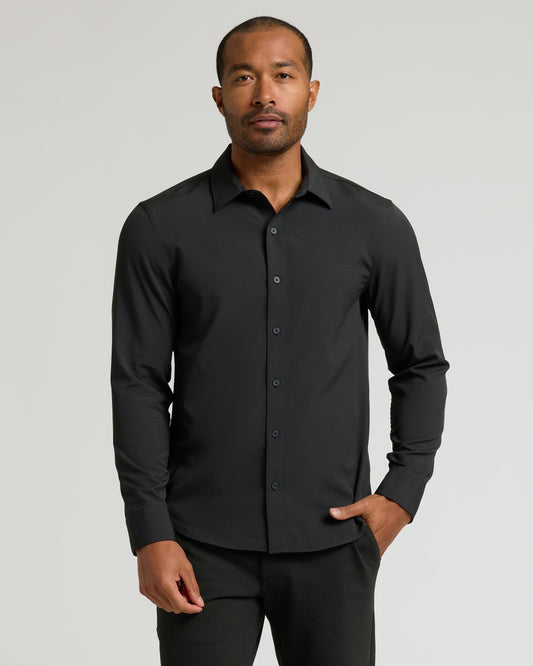 Black Performance Long Sleeve Dress Shirt