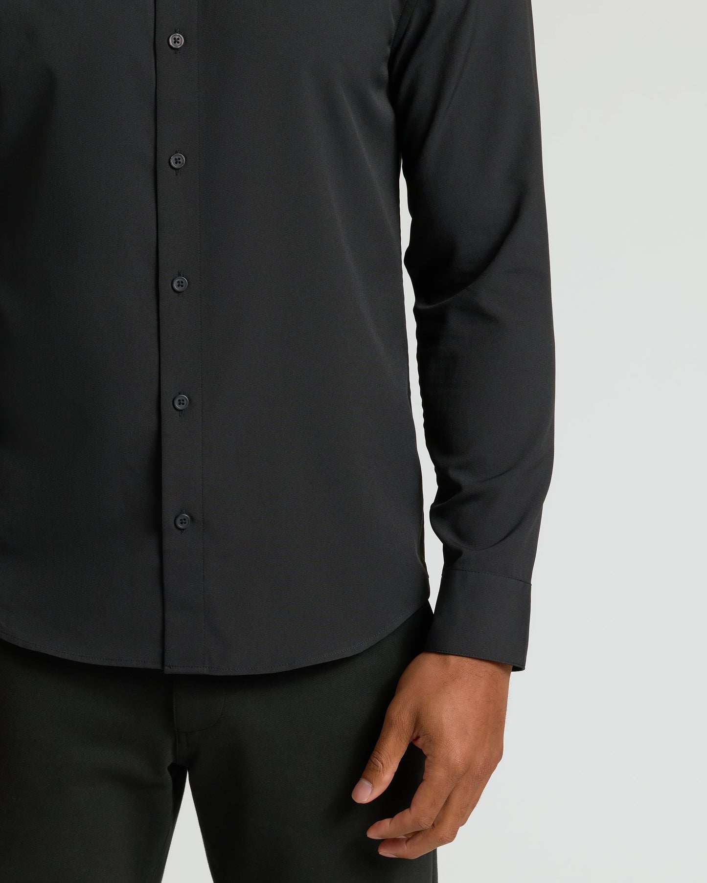 Black Performance Long Sleeve Dress Shirt
