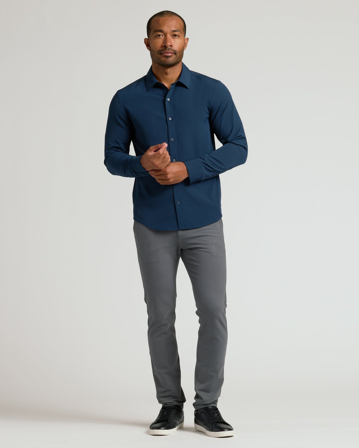 Navy Performance Long Sleeve Dress Shirt