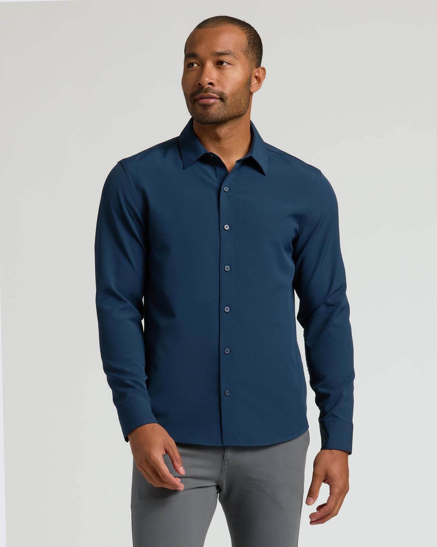 Navy Performance Long Sleeve Dress Shirt