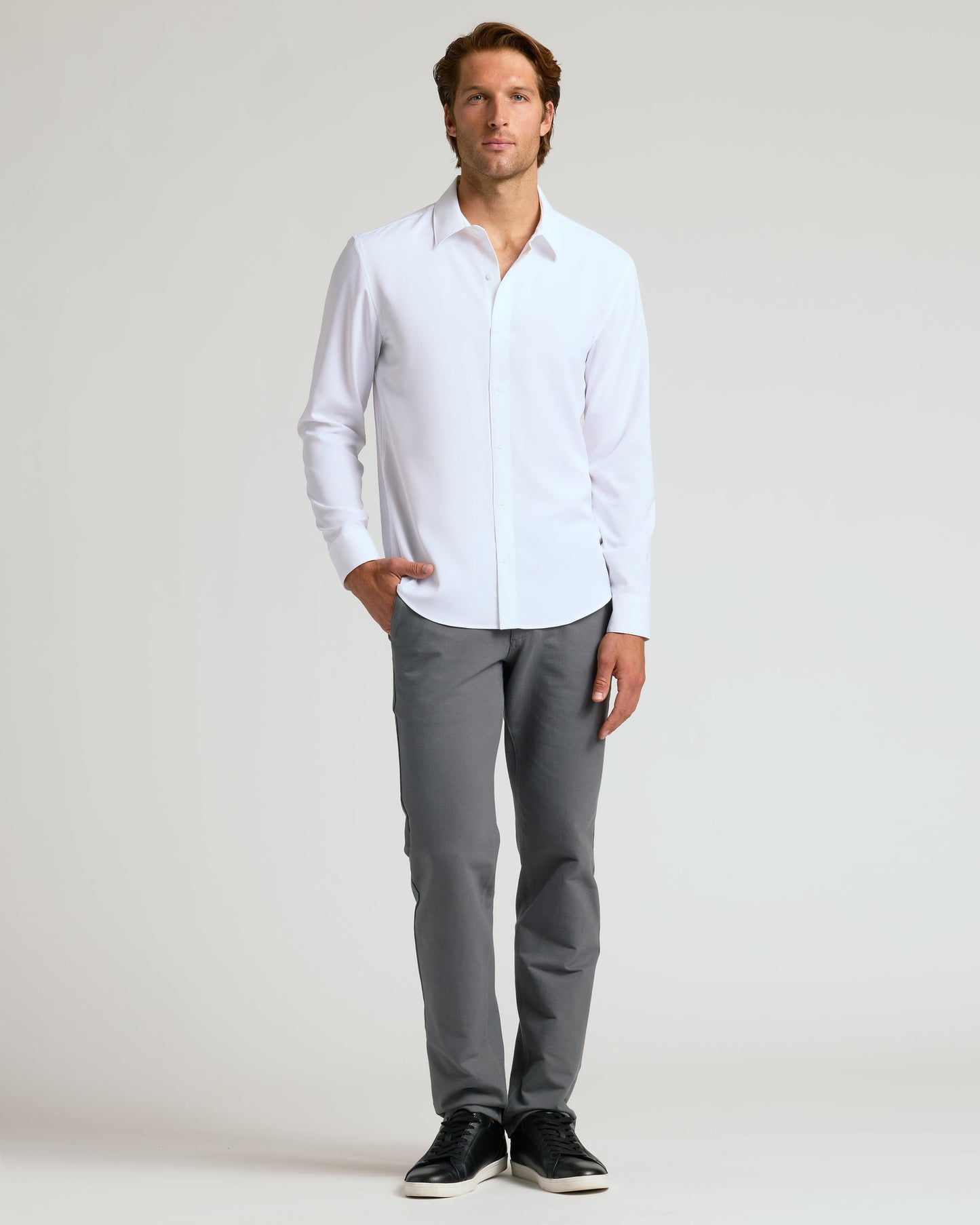 White Performance Long Sleeve Dress Shirt