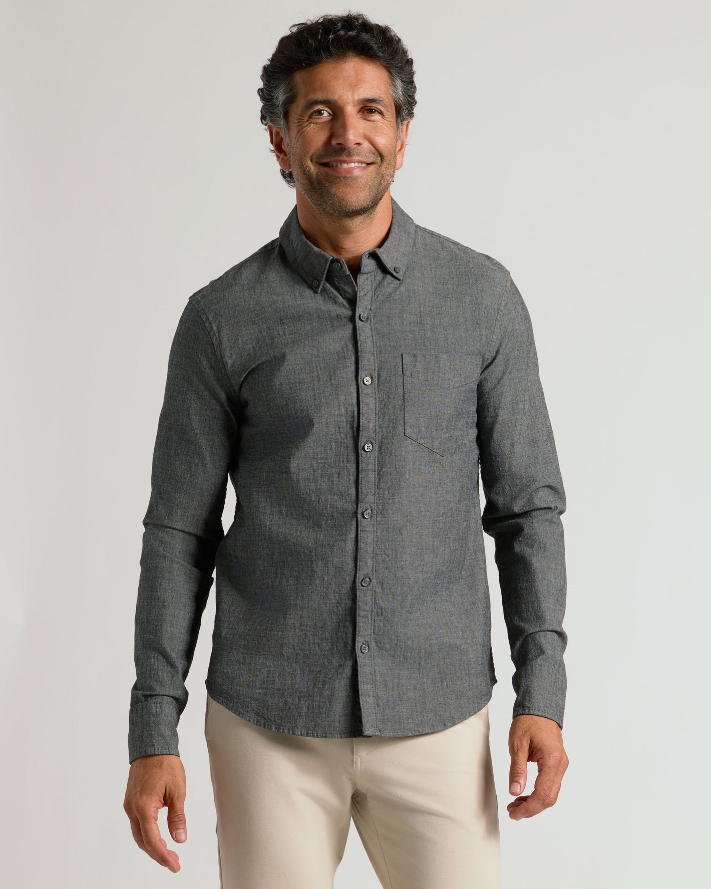 Black Wash Long Sleeve Chambray Shirt