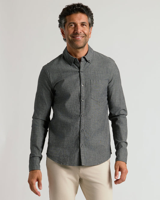 Black Wash Long Sleeve Chambray Shirt