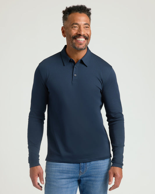 Navy Long Sleeve Premium Pima Polo