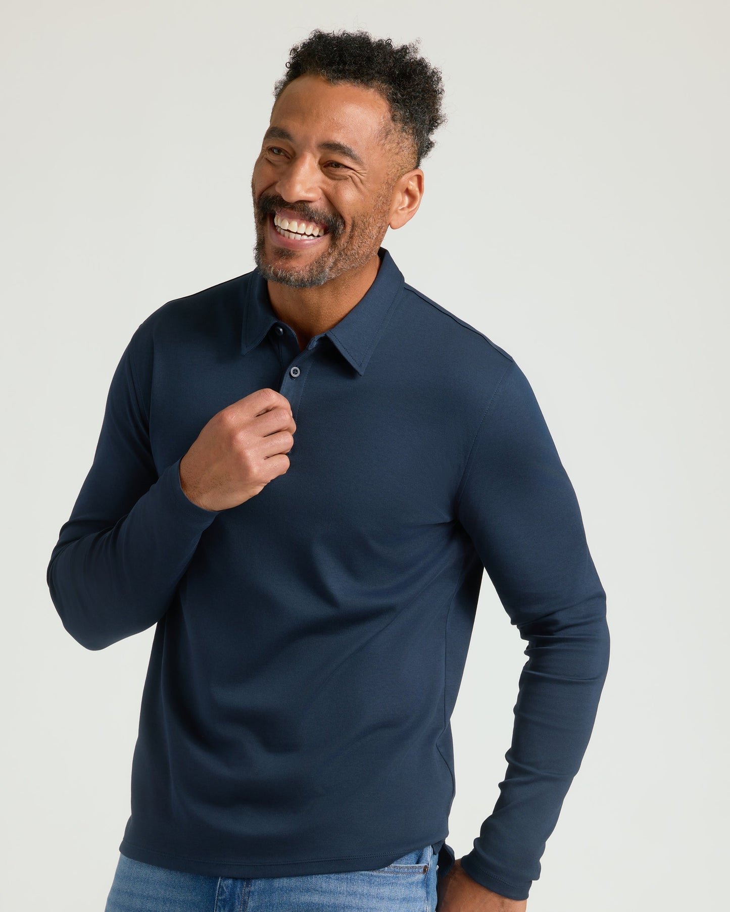 Navy Long Sleeve Premium Pima Polo