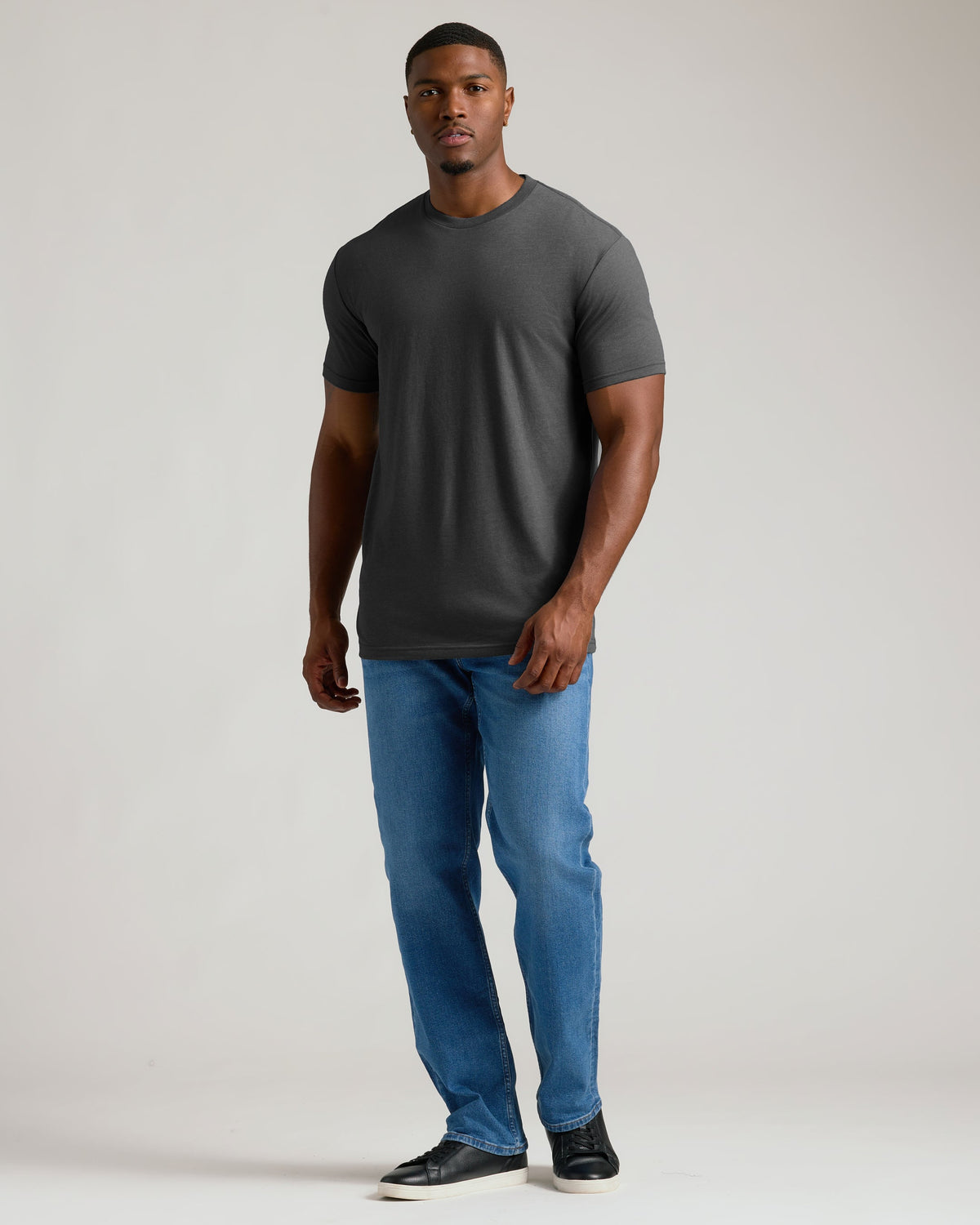 Charcoal Heather Gray Tall Straight Hem Crew Neck T-Shirt