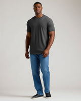 Charcoal Heather Gray Tall Straight Hem Crew Neck T-Shirt