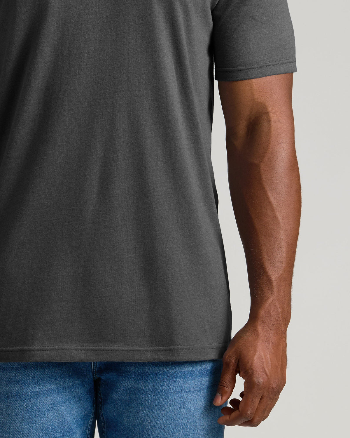 Charcoal Heather Gray Tall Straight Hem Crew Neck T-Shirt