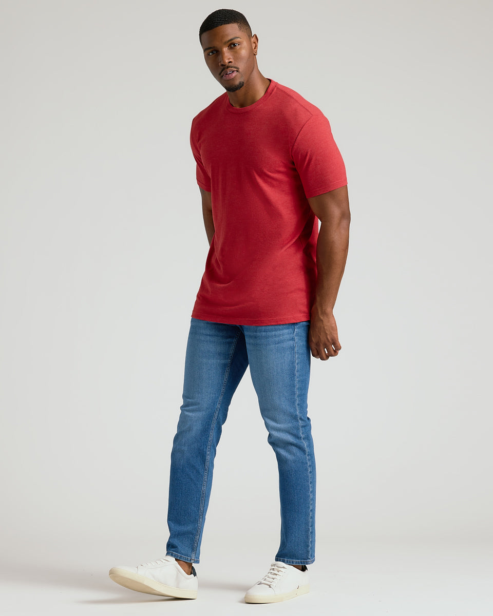 Dark Heather Lava Tall Straight Hem Crew Neck T-Shirt
