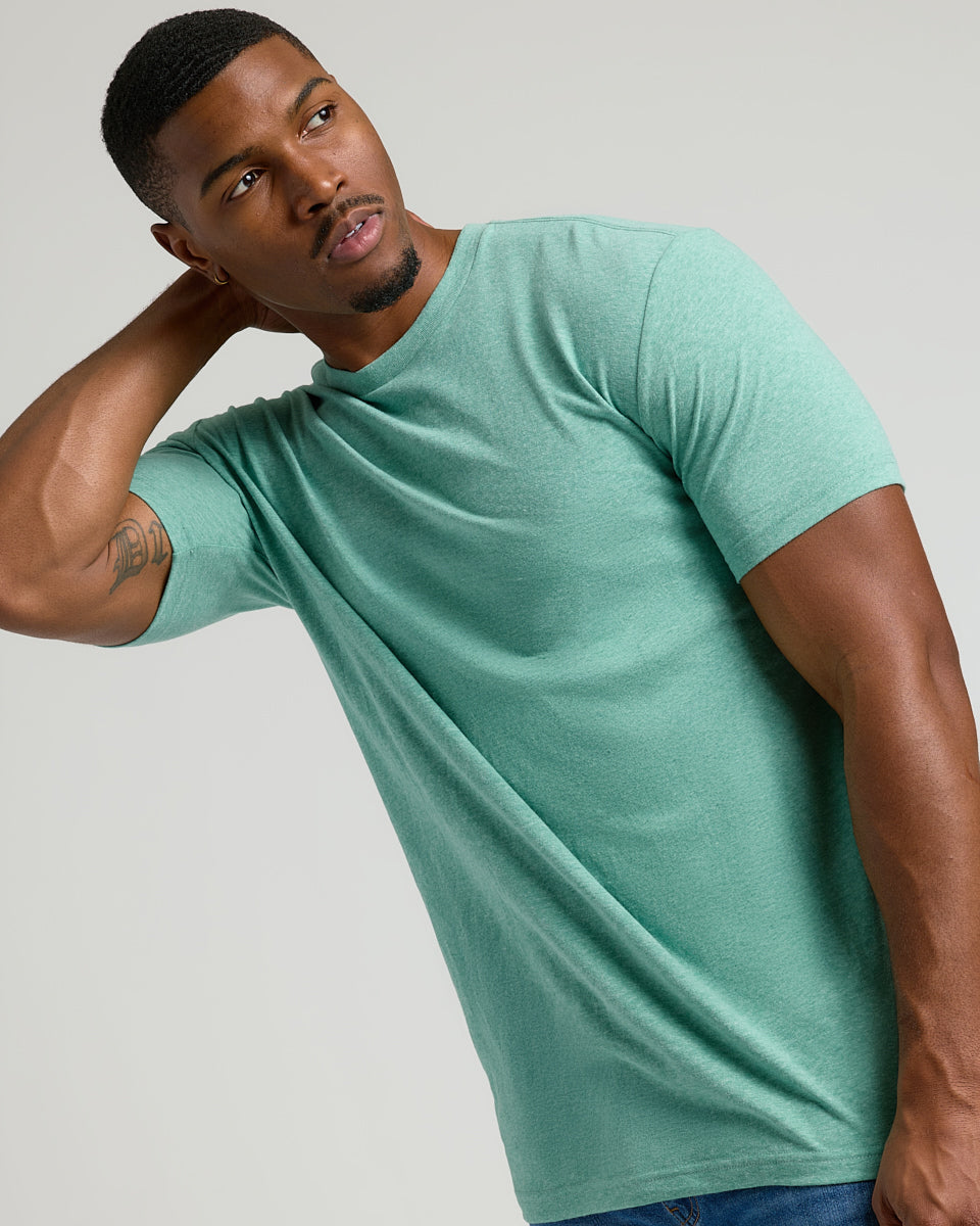Light Heather Greenery Tall Straight Hem Crew Neck T-Shirt