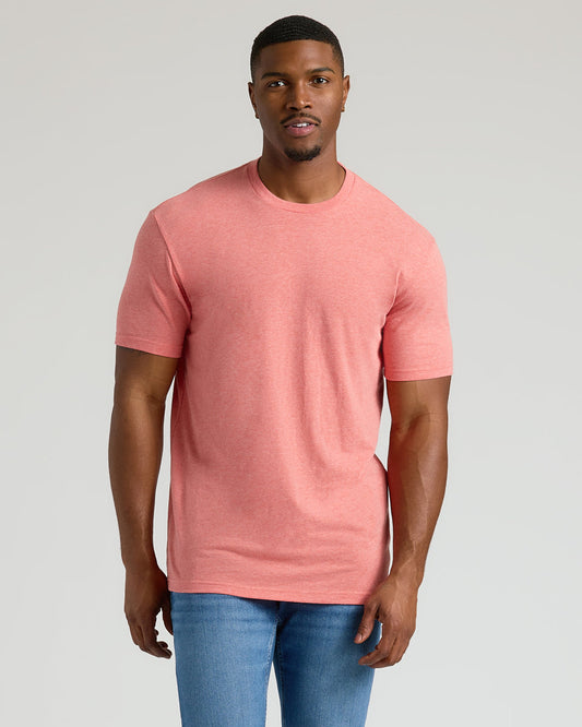 Light Heather Vermilion Tall Straight Hem Crew Neck T-Shirt