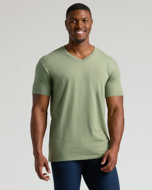 Dark Heather Bay Green Tall Classic V-Neck