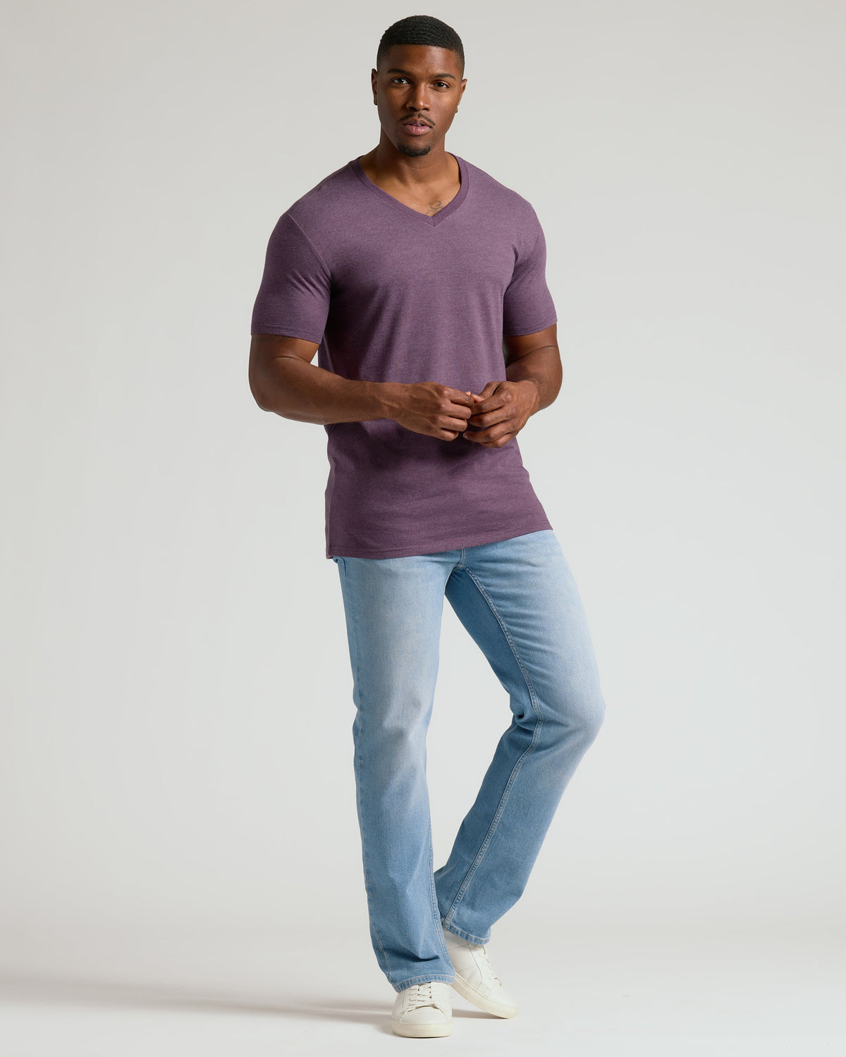 Dark Heather Plum Tall Classic V-Neck