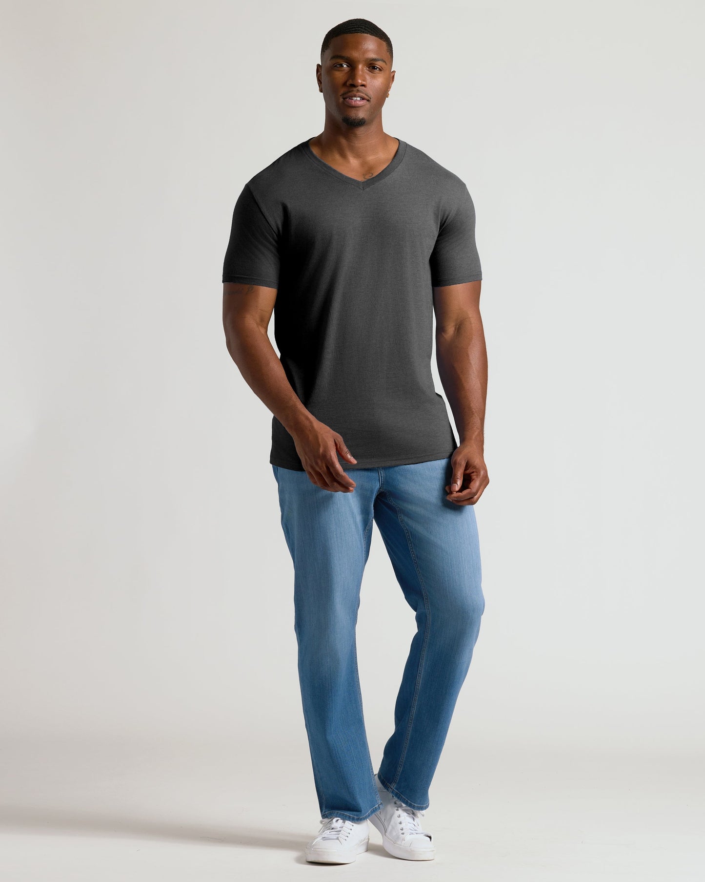 Charcoal Heather Gray Tall Short Sleeve Classic V-Neck