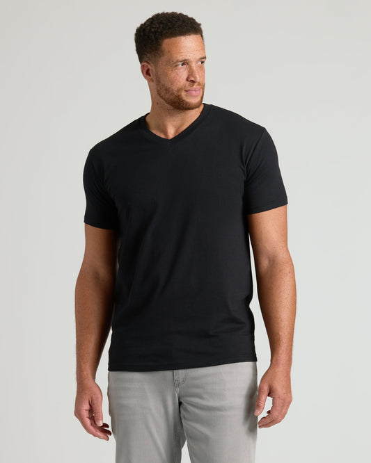 Black Tall Short Sleeve Classic V-Neck