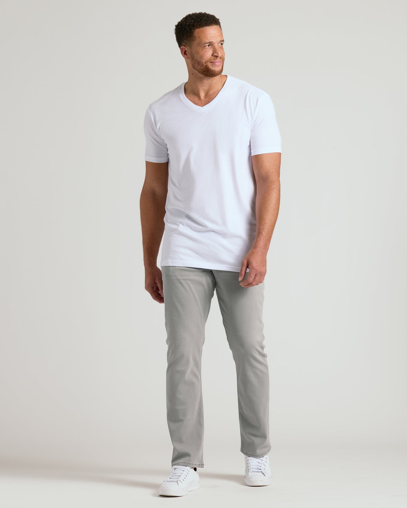 White Tall Short Sleeve Classic V-Neck