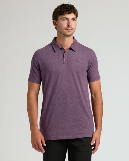 Dark Heather Plum Short Sleeve Tall Polo
