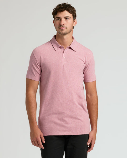 Light Heather Boysenberry Short Sleeve Tall Polo