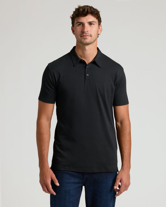 Black Tall Pima Polo