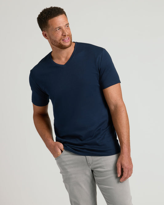 Navy Tall Pima V-Neck