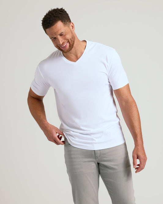 White Tall Pima V-Neck