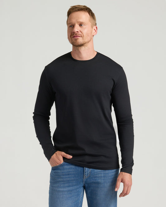 Black Tall Premium Pima Long Sleeve Crew