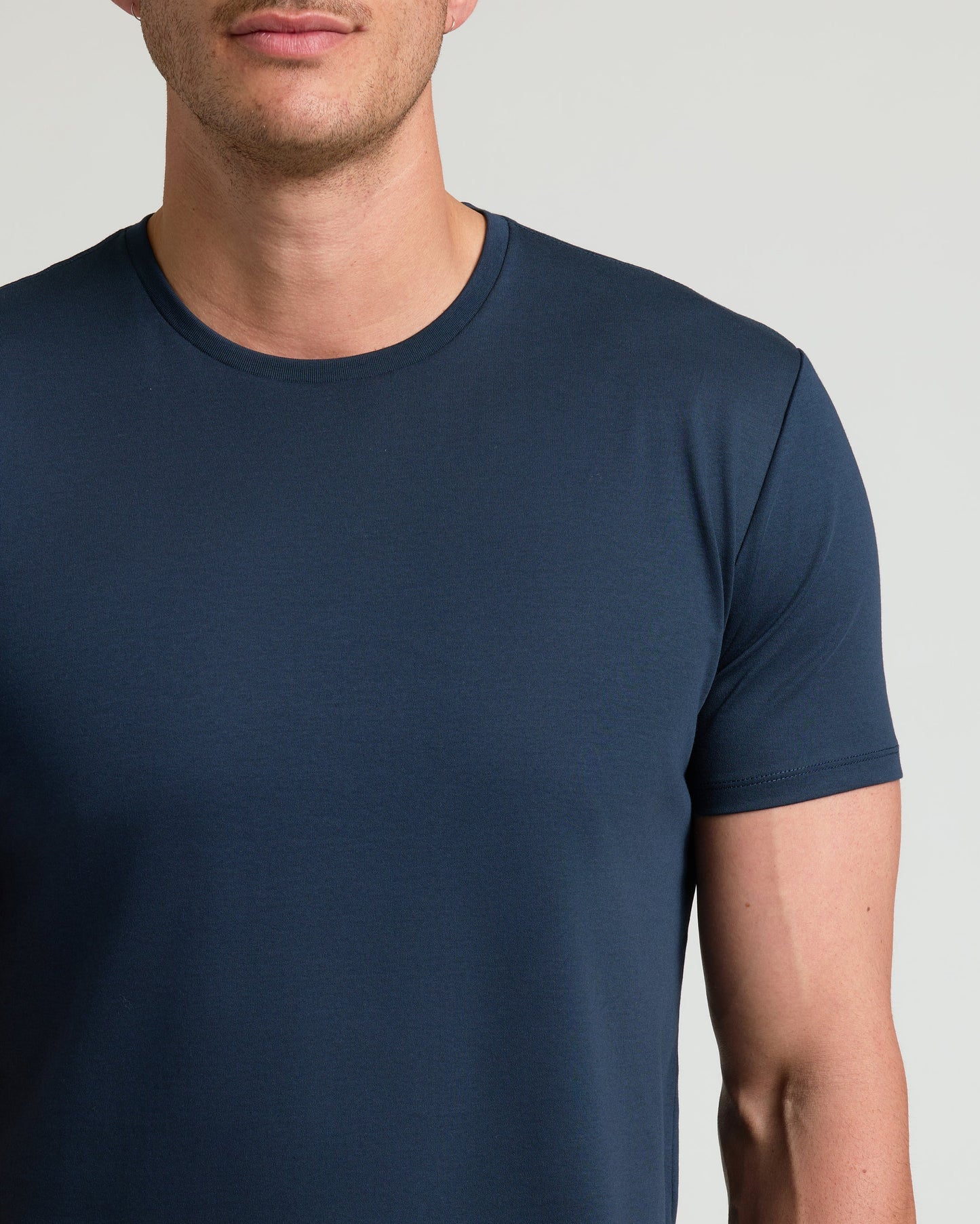 Navy Tall Pima Crew Curved Hem